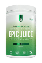 Nanosupps Epic Juice Clear Whey Protein Isolate in Mojito flavor, 35 servings, zero sugar and fats.